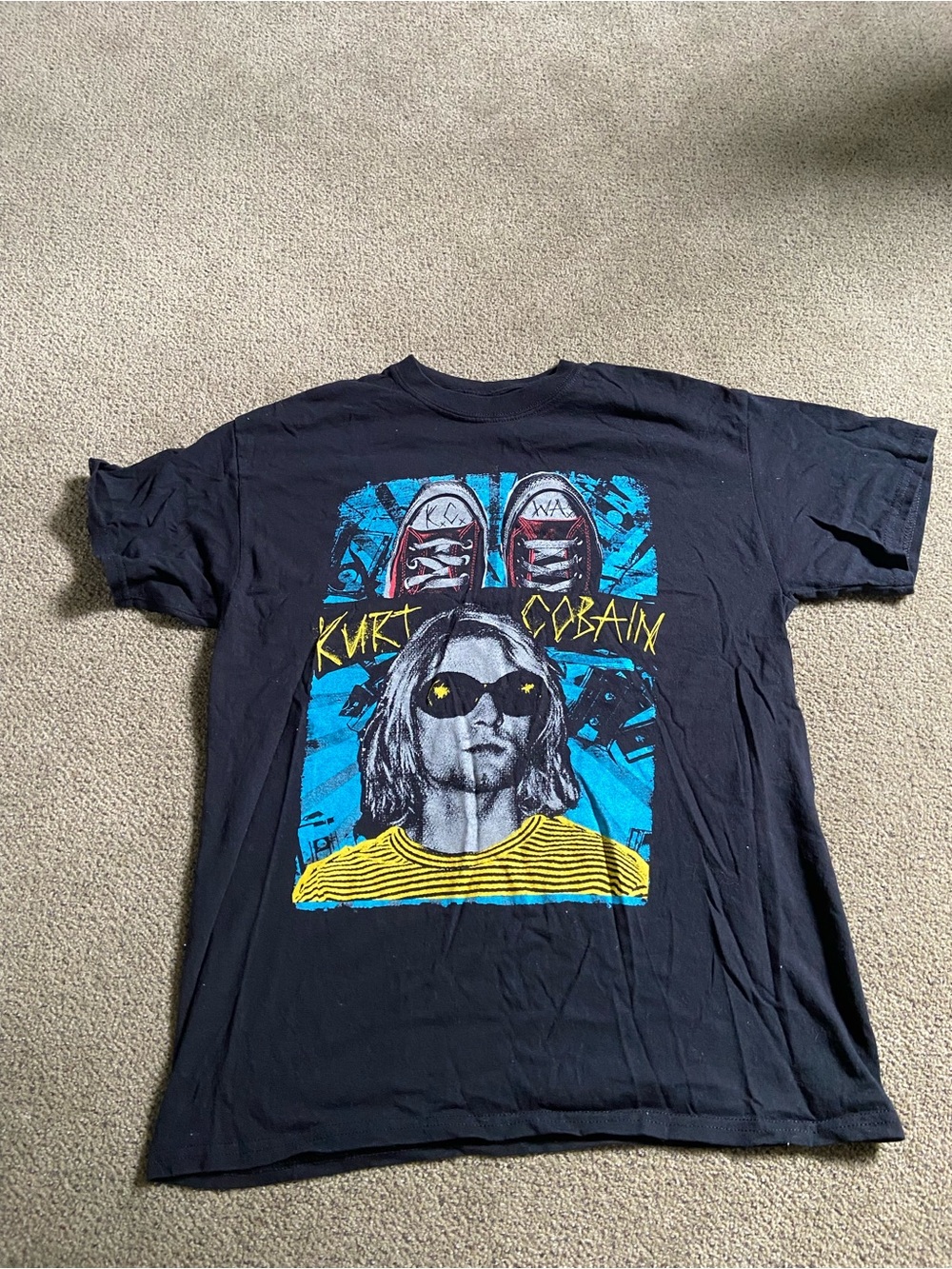 Black Kurt Cobain Graphic Short-Sleeve Tee